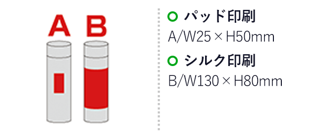 セルトナ・スリム真空ステンレスボトル
(sd201401-6)名入れ画像 パッド印刷W25×H50mm　シルク印刷W130×H80mm