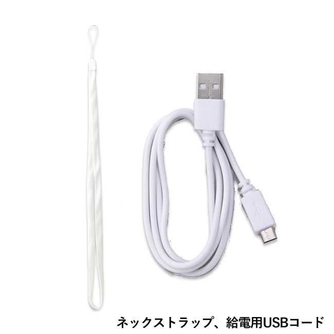 2WAYハンディファン（ネックストラップ付）（ライトブルー）（SNS-0600260）ネックストラップ、給電用USBコード