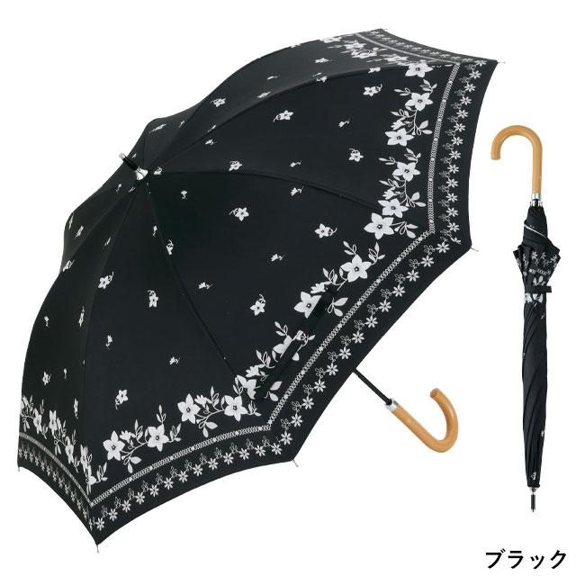フラワーリース・晴雨兼用長傘（SNS-0600286）ブラックカラー