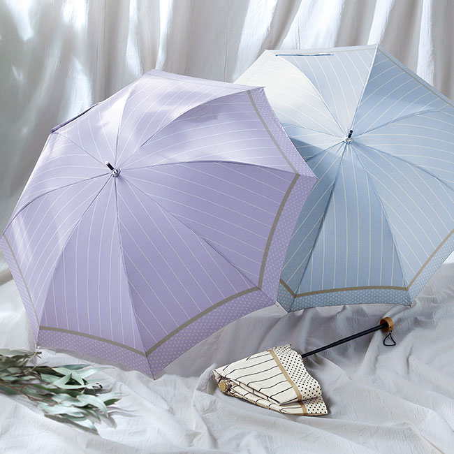 ストライプドット・晴雨兼用折りたたみ傘（SNS-0600289）商品全体イメージ