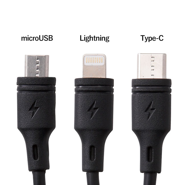 6IN1マルチケーブル（SNS-0600385）microUSB、ライトニング、Type-C