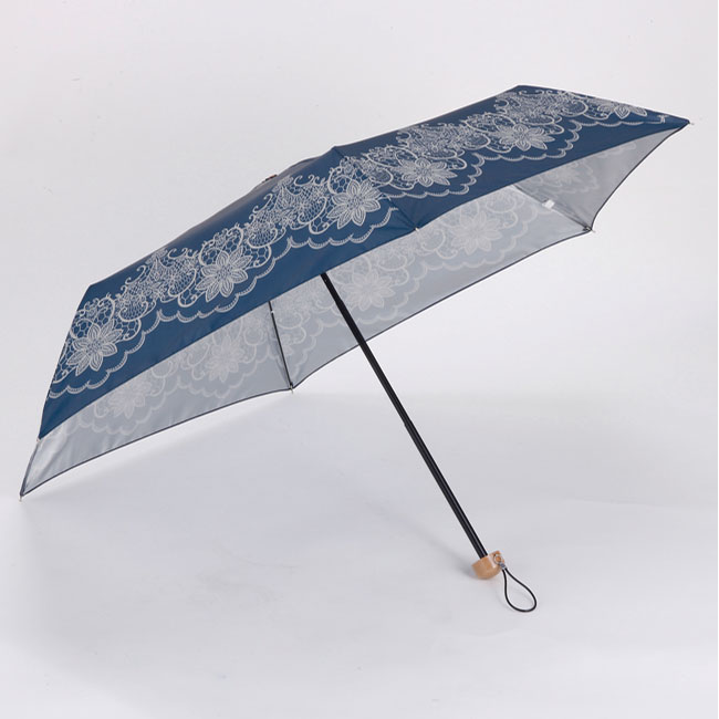 クラシックレース・晴雨兼用折りたたみ傘（SNS-0600587）ネイビー