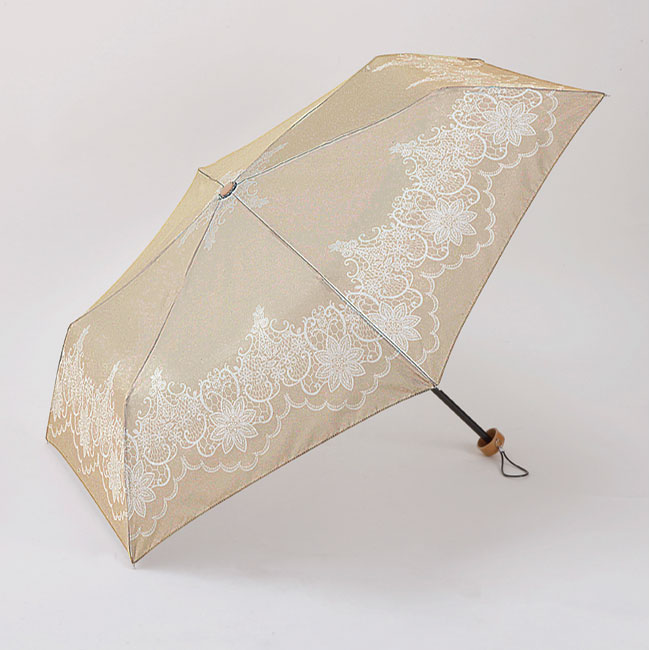 クラシックレース・晴雨兼用折りたたみ傘（SNS-0600587）ベージュ