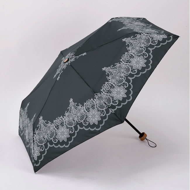 クラシックレース・晴雨兼用折りたたみ傘（SNS-0600587）ブラック