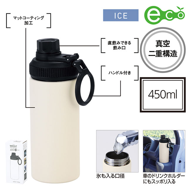 ウェルフ・直飲み真空ステンレスボトル（450ml）（SNS-0601077）