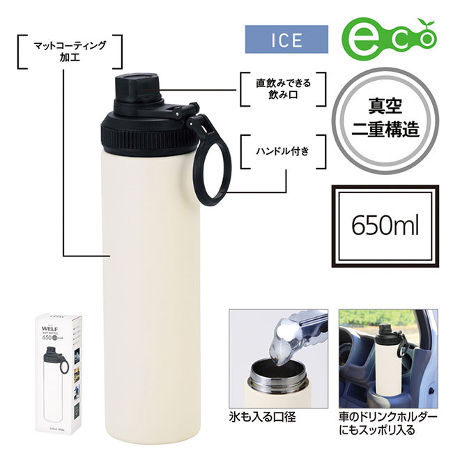 ウェルフ・直飲み真空ステンレスボトル（650ml）（SNS-0601078）