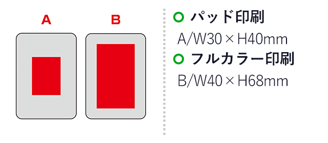 軽量小型 急速充電モバイルバッテリー10000（SNS-0601138）名入れ画像　パッド印刷：A/W30×H40ｍｍ　フルカラー印刷：B/W40×H68ｍｍ