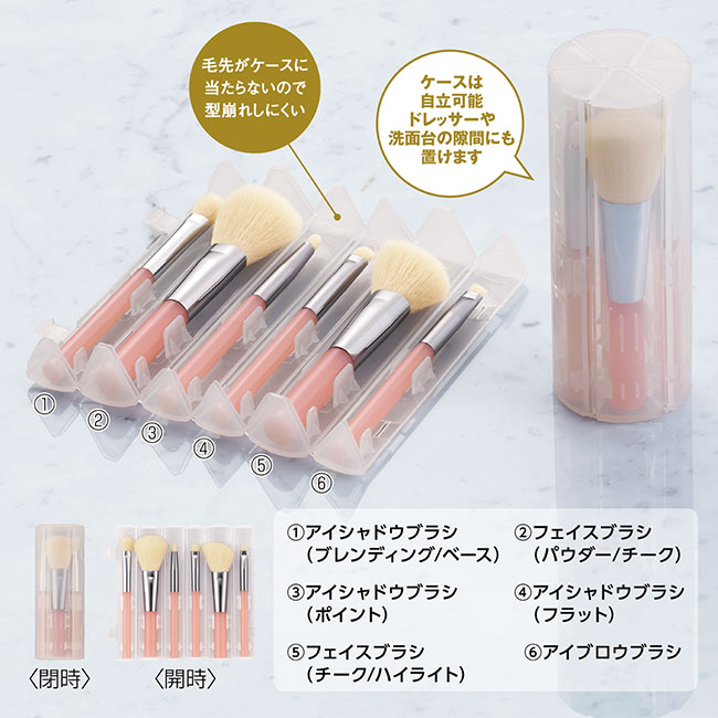 ロールケース入りコスメブラシ6本セット(SNS-0601257)