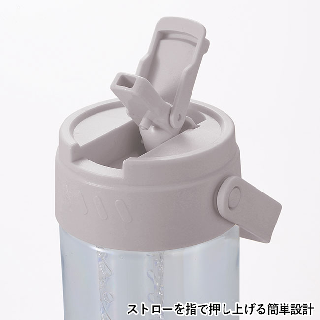 ハンドル付きクリアストローボトル(SNS-0601289)ストローを指で押し上げる簡単設計