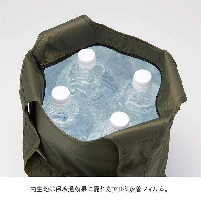 テントクロス保冷温マルシェトート（SNS-0900088）内生地は保冷温効果に優れたアルミ蒸着フィルム