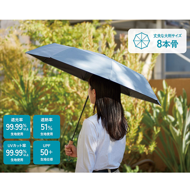 ウッドハンドル遮光耐風折り傘(晴雨兼用)(SNS-0900104)傘の機能