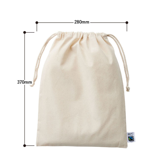 フェアトレードコットン巾着(L) （SNS-0300112）本体サイズ