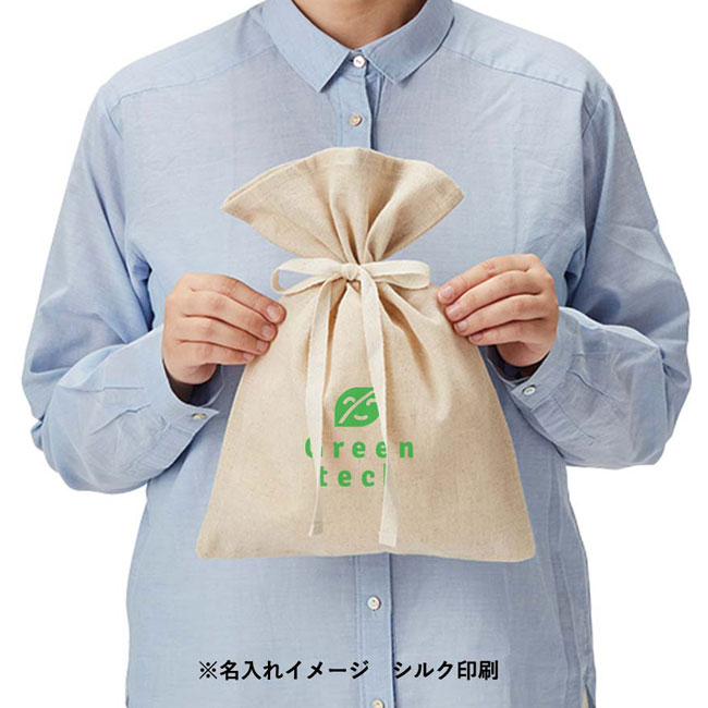 コットンリネンラッピング巾着(M)【在庫限り商品】（SNS-0300126）名入れイメージ　シルク印刷