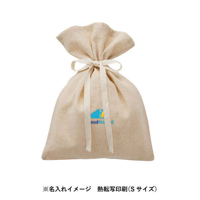 コットンリネンラッピング巾着(M)（SNS-0300126）名入れイメージ　熱転写印刷2