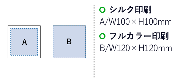 テキスタイルピクチャーボード（S）（SNS-0300155）名入れ画像　シルク印刷：A/W100×H100mm　フルカラー印刷：B/W120×H120mm