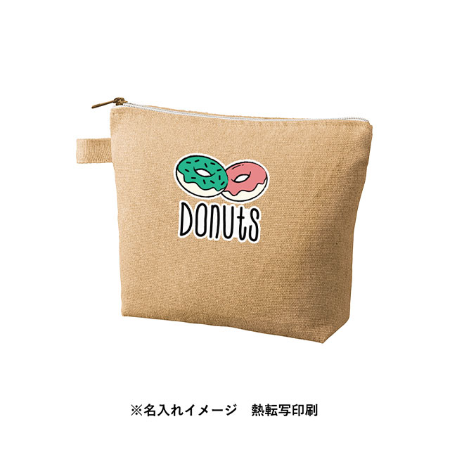 シャンブリックキャンバスデイリーポーチ（M）（SNS-0300200）名入れイメージ　熱転写印刷（本体ベージュ）