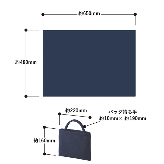 エコブランケット(再生PET) ミニ バッグ付【在庫限り商品】（SNS-0300206）サイズイメージ