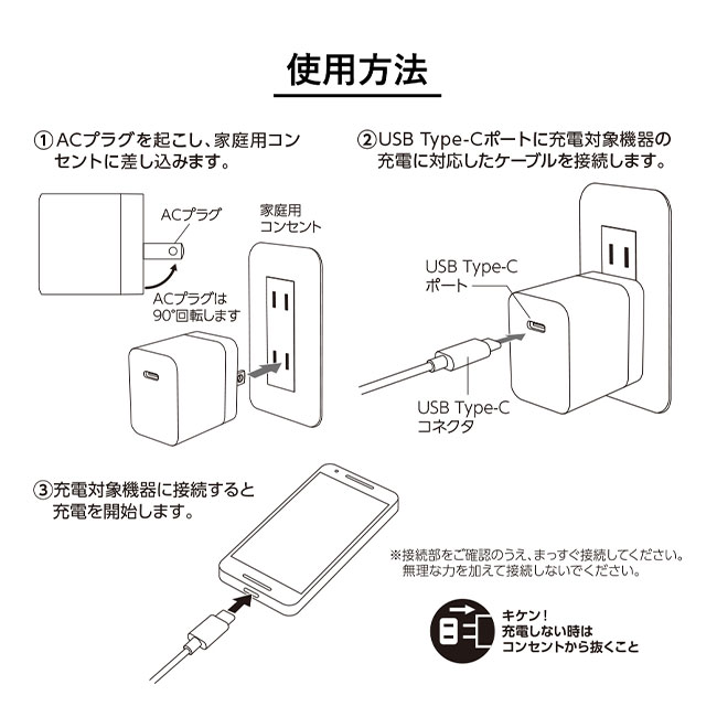 PD45Wコンセントチャージャー　ホワイト（SNS-0300230）使用方法