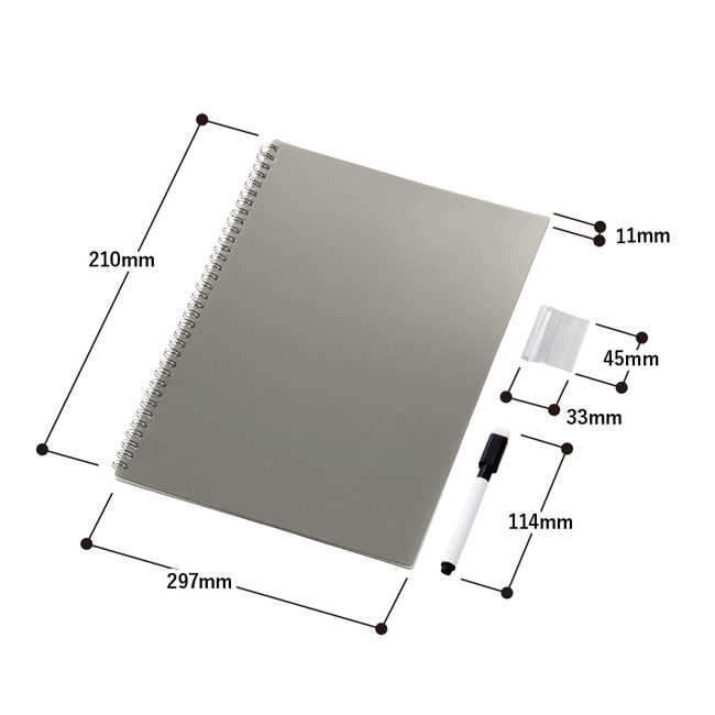 ホワイトボード型A4ノート（SNS-0300376）本体サイズ