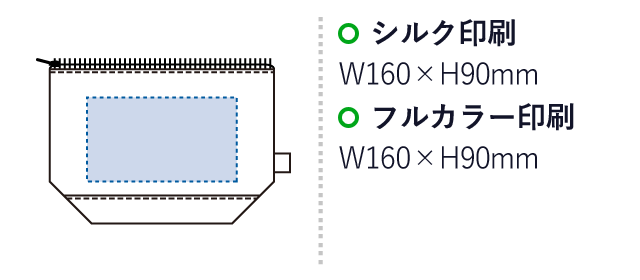 オーガニックコットンキャンバスデイリーポーチ（M）（SNS-0300429）名入れ画像　シルク印刷：W160×H90mm　フルカラー印刷：W160×H90mm