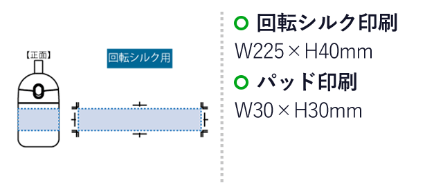 Maluttoワンタッチサーモステンレスボトル220ml（SNS-0300444）名入れ画像　フルカラー印刷：W225×H40mm　パッド印刷：W30×H30mm