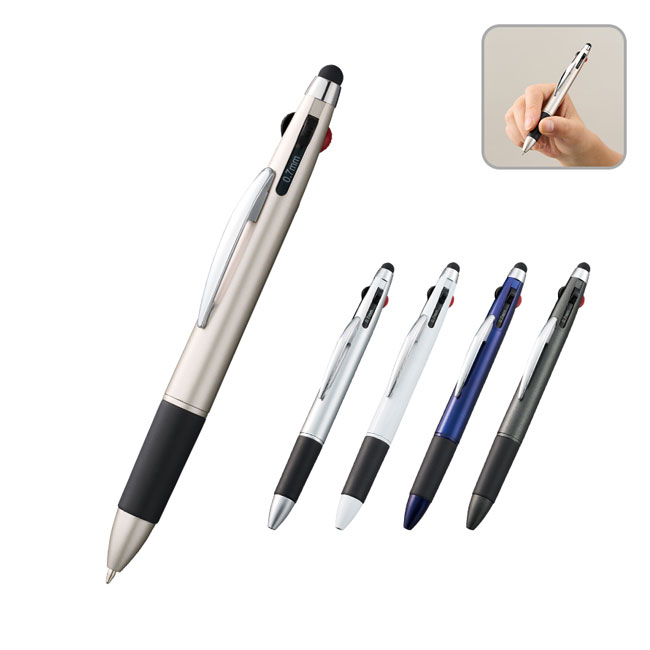 タッチペン付3色+1色スリムペン(再生ABS)（SNS-0300467）