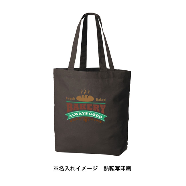 厚手コットンベーシックトート（SM）（SNS-0300600）フルカラー印刷名入れイメージ　ブラック本体
