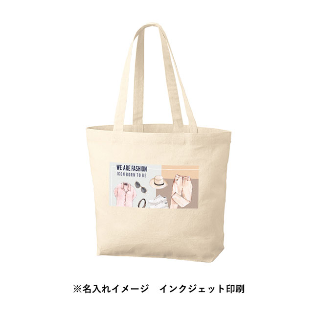 厚手コットンベーシックトート(M)ワイド（SNS-0300602）名入れイメージ　フルカラー印刷
