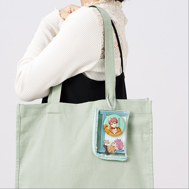 メッシュポケットクリアミニポーチ(カラビナ付)（SNS-0300633）トートバッグのアクセサリーとして
