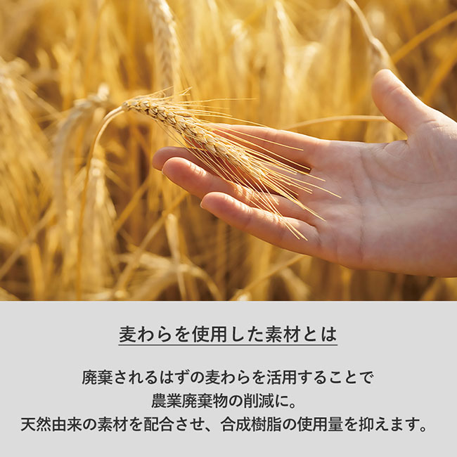 エコボールペン(麦わら配合タイプ)（SNS-0300657）麦わら素材とは　破棄されるはずの麦わらを活用することで農業廃棄物の削減に。天然由来の素材を配合させ、合成樹脂の使用料を抑えます。
