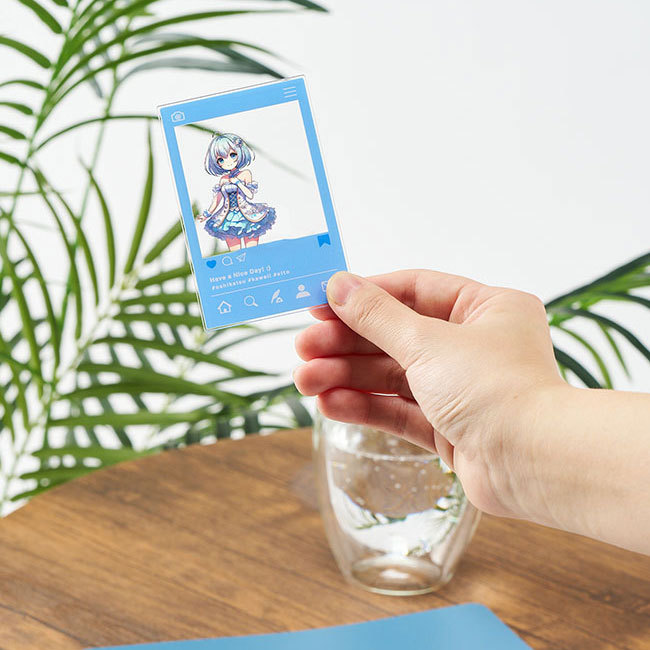 【プリント専用商品】アクリルカード（1mm厚）56×86mm　クリア（SNS-0300706）商品印刷イメージ