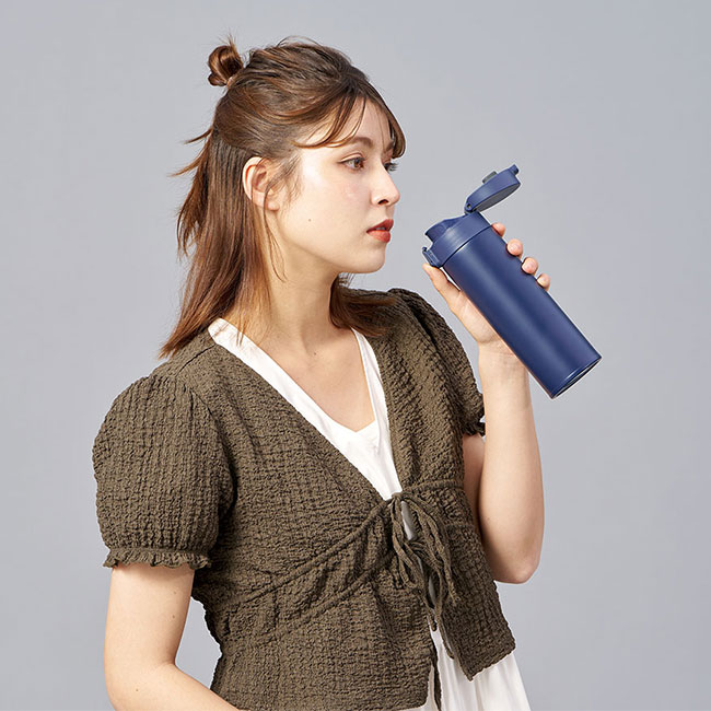 軽量ワンタッチサーモボトル500ml（SNS-0300756）片手でサッと飲める
