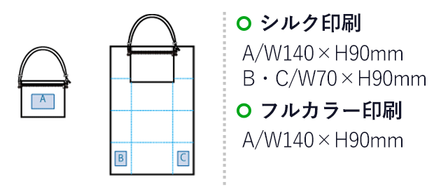 防災緊急10点セット シートインサコッシュタイプ　ブラック（SNS-0300780）A/W140×H90mm、B・C/W70×H90mm　フルカラー印刷：A/W140×H90mm
