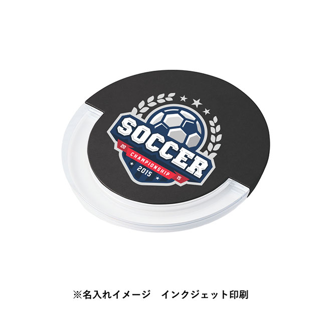 クリアワイヤレス充電器　ラウンド　10W　（SNS-0300785）名入れイメージ　インクジェット印刷(本体ブラック)