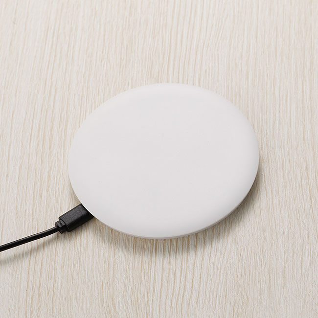 全面印刷できるワイヤレス充電器　ラウンド　10W（SNS-0300786）商品イメージ(本体ホワイト) 