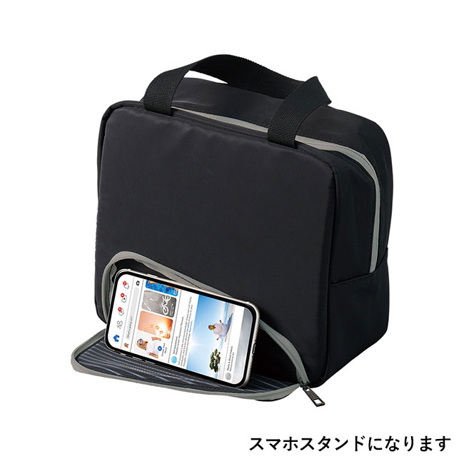 スマホが立てられるクーラーランチバッグ（SNS-0300803）スマホスタンドになります