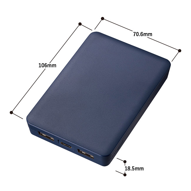 全面印刷できるモバイルチャージャー8000 スクエア（SNS-0300836）本体サイズ