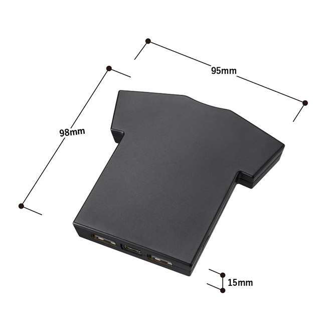 全面印刷できるモバイルチャージャー5000　Ｔシャツ（SNS-0300838）本体サイズ