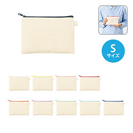 カラーファスナーキャンバスフラットポーチ(S)