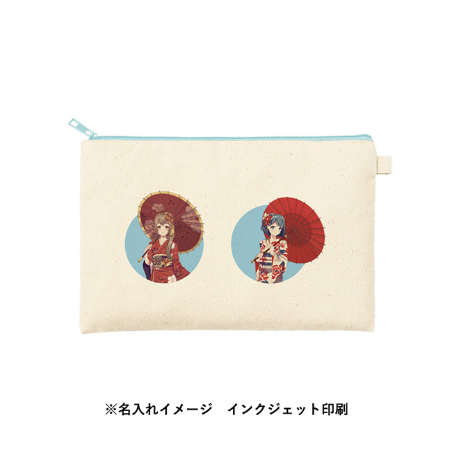カラーファスナーキャンバスフラットポーチ（Ｍ）（SNS-0300862）名入れイメージ　フルカラー印刷