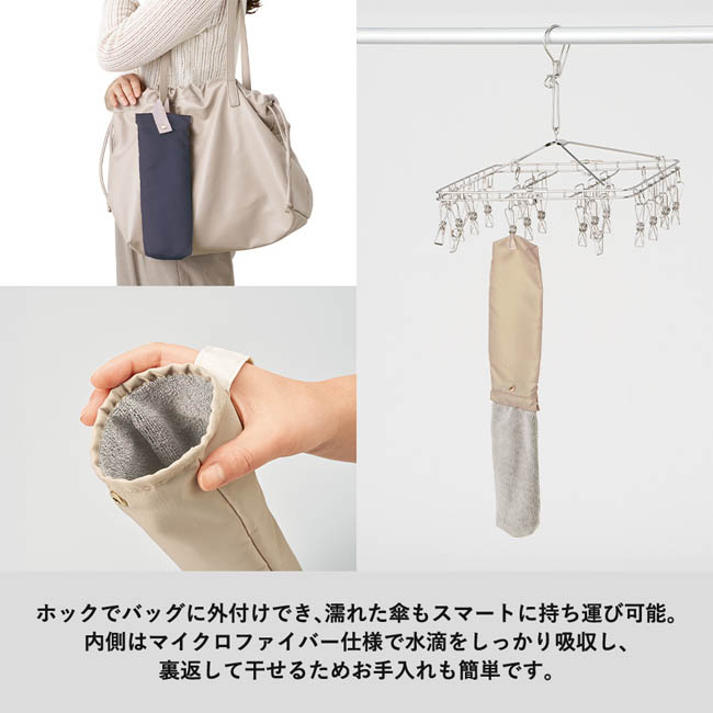 MOTTERUコンパクトアンブレラケース(SNS-0300967) バッグに外付けできる吸水傘カバー