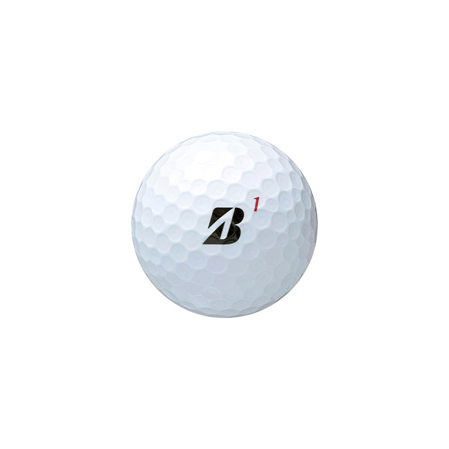 ブリヂストン ゴルフボール TOURB X(3pcs) ホワイト(SNS-0300988) 赤色の「1」ロゴが入ったボールのアップ