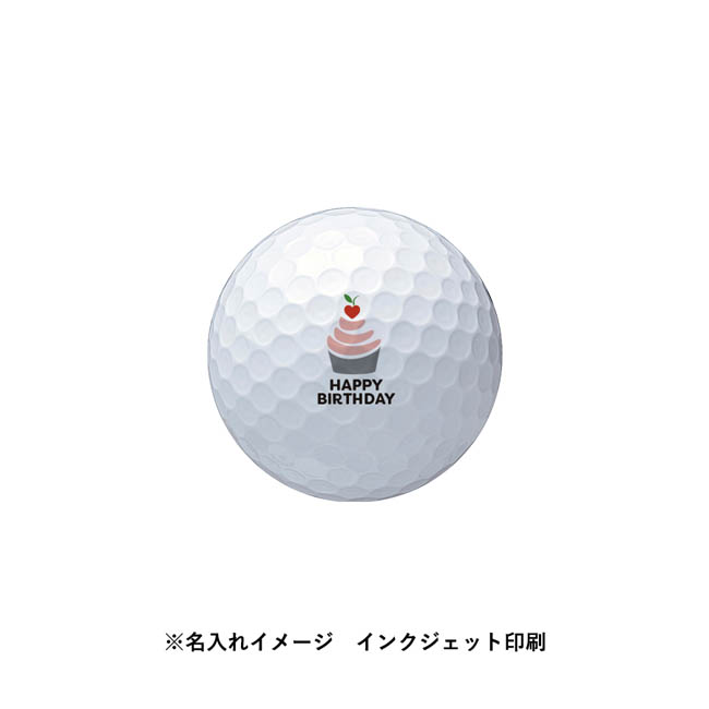 ブリヂストン ゴルフボール TOURB XS(3pcs) ホワイト(SNS-0300989) ケーキ柄とHAPPY BIRTHDAYの文字