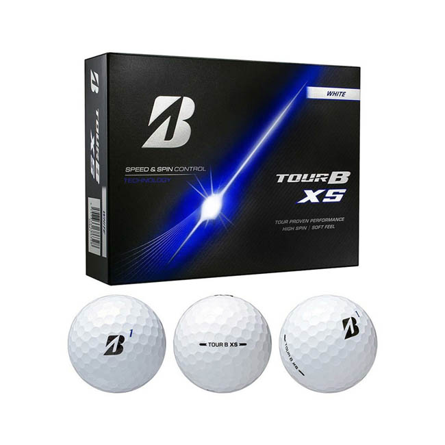 ブリヂストン ゴルフボール TOURB XS(3pcs) ホワイト(SNS-0300989) 青いTOUR B XS化粧箱とボールを横に並べた写真