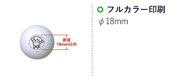 ブリヂストン ゴルフボール TOURB XS(3pcs) ホワイト(SNS-0300989)名入れ画像 プリント範囲 インクジェット:φ18(mm)