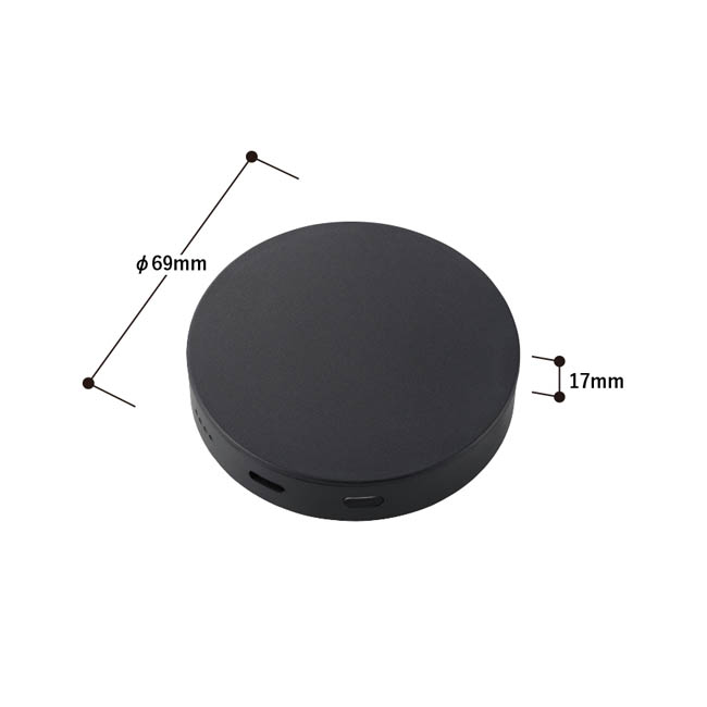 マグネット対応ワイヤレスモバイルチャージャー2500(準固体使用)(SNS-0300991) φ69×17(mm)