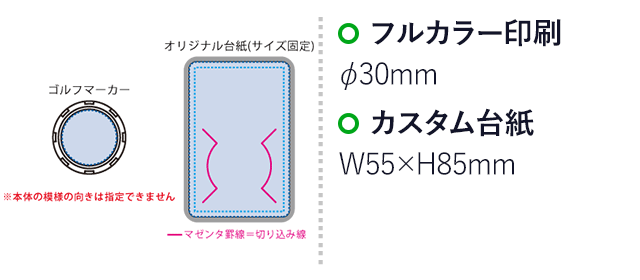 ゴルフマーカー（SNS-0301032）名入れ画像 プリント範囲 　インクジェット:Φ30(mm)