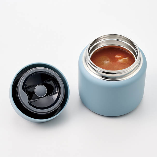 Handitサーモスープポット320ml(SNS-0301035) フタを開けてスープを見せる様子