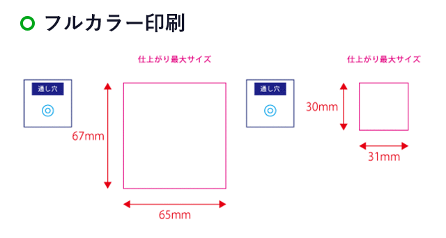 【プリント専用商品】ワイヤーリング2連アクリルキーホルダー65×67mm+31×30mm(SNS-0301079)名入れ画像 プリント範囲 フルカラー印刷