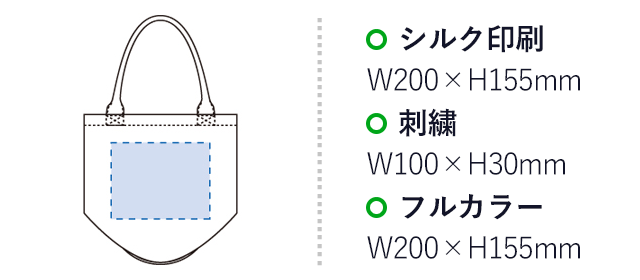 キャンバスベーカリートート（tTR-0178）シルク印刷：W200×H155mm　刺繍：W100×H30mm　フルカラー：W200×H155mm